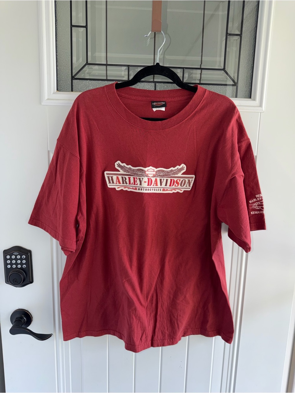Harley-Davidson Burgundy and Black Logo Crewneck Tee